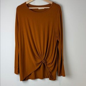Jackson Rowe Women's Long Sleeve Knot Front Top - Brown Size Large